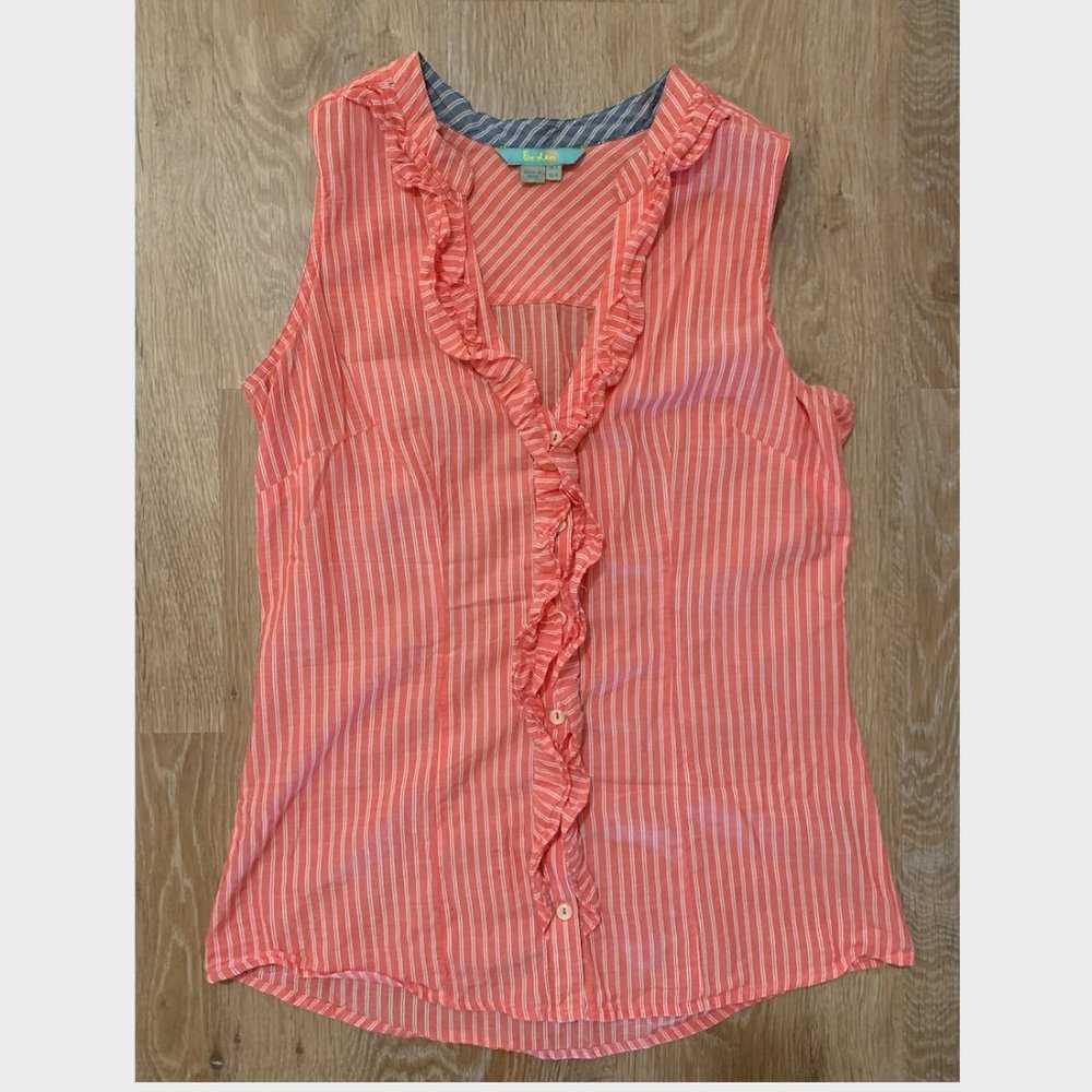Boden sleeveless striped ruffle top
